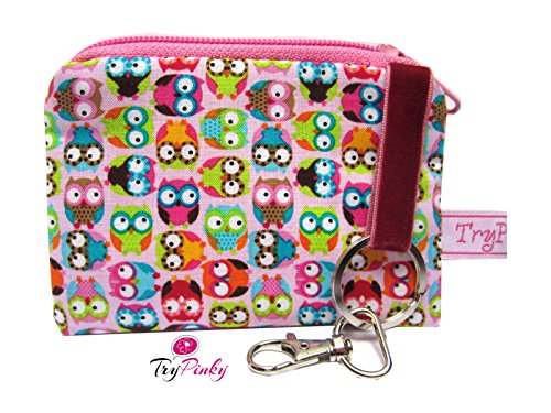 Preisvergleich Produktbild TryPinky® Schlüsseletui Tasche Mäppchen "Kleine Eulen Rosa" pink Eule Punkte Damen Geschenk Schlüsseltasche Schlüsselmäppchen