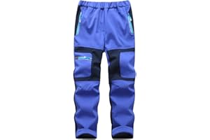 FAIRYRAIN Kinder Jungen Mädchen Winter Warm Softshellhose Regenhose Gefütterte Outdoorhose Wasserabweisend Winddicht Skihose Wanderhose Sporthose