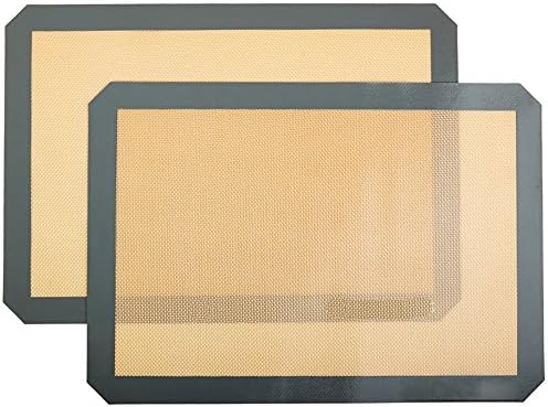 Reachope 2 x Silicone Baking Mats Stick Heat-Resistant Reusable Professional Oven Mat Set for Baking Cake, Biscuits, Roasting Brisket, Chicken, Mutton - Black