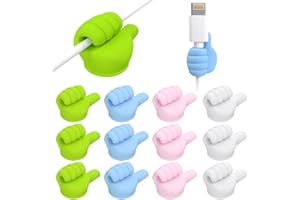 NICEKOOL Clip per cavi, 12 pezzi, gestione dei cavi, multiuso, per scrivania, cavo di alimentazione, cavi di ricarica, cavo audio, ecc., blu, rosa, verde, bianco