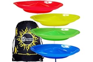 Flames 'N Games 4x Juggle Dream Spinning Plate Set (Red/Yellow/Blue/Green) CLASSIC Circus Spinning Plates + 2-piece Sticks Travel Bag! Great fun for Kids & Adults.