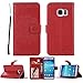 Produktbild CaseLover Galaxy S7 SM-G930F Hülle, Mandala Blume Schutz Bumper Premium Handy Schutzhülle für Samsung Galaxy S7 (5,1 Zoll) Handyhülle mit Kartenfächer Klapptasche, Kredit Kartenfächer - Rot