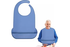 TONJIN 1PCS Bavoirs Adultes, Protecteurs de Vêtements de Salle à Manger, Bavoir Adulte en Silicone Lavable