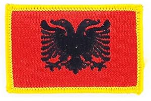 AKACHAFACTORY Patch écusson brodé drapeau albanie albanais thermocollant patche insigne blason