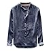 Produktbild Herren Langarmshirts Sommer Atmungsaktive Leinen Baumwolle Bluse Dünne V-Ausschnitt Feste Lose Brusttasche Mode Hemd mit Knopfleiste Button T-Shirts (A_ d,M)
