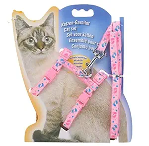 Pets Empire Adjustable Cat Walking Harness Nylon Strap Collar with Leash,Cat Leash and Harness 1 Set Leash + Harness Design & Color May Vary