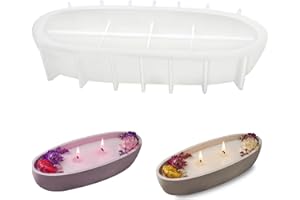 FENGQQKJ Oval Silicone Moulds Large Casting Moulds Ship Shape Silicone Mould for DIY Candle Holder Silicone Mould Bowl Casting Mould Candle Holder Round for Candle Vase Flower Pot with Dried Flowers Decoration