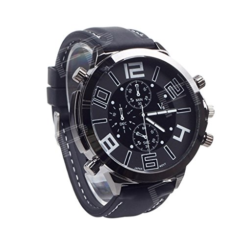 YPS-Mann-Silikon-Band-analoge Quarz-Armbanduhr - Schwarz + Weiss WTH0753