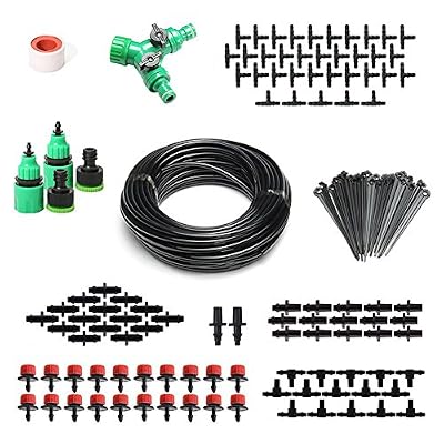 ROKOO Kit d'irrigation goutte-à-goutte automatique de tuyau de 40m de jet de jet de 2-en-1 pour des usines de flowerbed de jardin