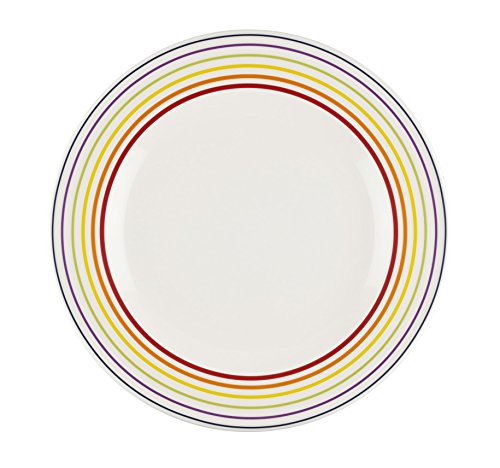 Bugatti Gioia – Präsentation Servierplatte/Platte – Lebhafte, Gestreift farbige Steingut Teller – Off Weiß/cremefarben mit Mehrfarbig Streifen – 1 x 32 cm