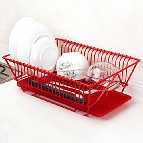 Kitchen Shelving Drain Rack Single Layer Bowl Shelf Drainage Baskets Tableware Baskets Storage Rack Dish Racks ( Color : Red )