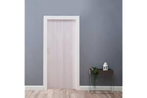 STOREINUK PVC 12MM Folding Accordion Door, Plastic Internal Magnetic Doors Sliding Concertina Screen Panel Divider Folding Concertina Door with Gloss Acrylic Widths Adjust 610mm - 860mm(12mm,White)