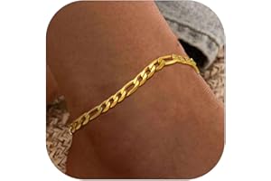 Richsteel Chaîne de Cheville Femme Fille,Bracelet Cheville Chaine de Pied en Or/Acier Inoxydable Maille 3mm/6mm Figaro/Corde/Cubaine Réglable 25+5 cm,Bijoux de Cheville pour Femmes et Filles