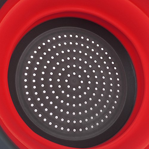 ECHI Küche Zusammenklappbar Silikon Sieb/Strainer-Includes 2 Sieb Größen: 20,3cm und 24,1 cm Rot - 6