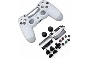 HUAYUWA Kunststoff Game Controller Gehäuse (weiß) mit Tasten Ersatz Set passend für PlayStation 4 Slim 4.0 JDS-040 JDM-040 (V1 Version)