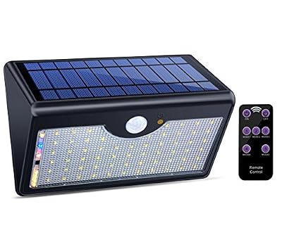 ECHTPower Lampes Solaires avec Télécommande ECHTPower 60 LED 1300LM 5 Modes Lampe Solaire Sécurité Exterieure Mural Sans Fil Détecteur de Mouvement et Waterproof IP65 Idéal pour Escaliers,Patio,Terrasse,Jardin