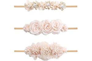 SJBAUTYO 3 Pezzi Fascia per Capelli Neonati, In Nylon, Elastica, per Ragazze, Bambini Piccoli