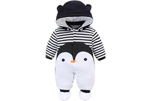 MINIZONE Kombinezon dziecięcy z bucikami i kapturem, dla chłopców i dziewczynek, kombinezon z kapturem dla niemowlaka, zestaw odzieży zimowej dla dzieci 0 – 12 miesięcy