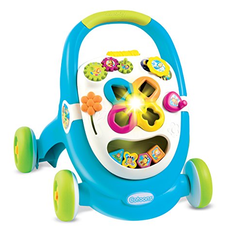 Smoby 110303 Cotoons 2-in-1 Lauflernwagen plus Spielstation, blau