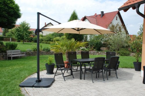 Preisvergleich Produktbild Ampelschirm Monaco Ø350cm, Gestell anthrazit, Bezug beige