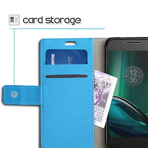 Funda Moto G4 Play SLEO Cartera Carcasa Piel PU Suave Flip Folio Caja Super Delgado  Estilo Libro Soporte Plegable y Cierre Magn  tico  para Motorola Moto G4 Play - Azul