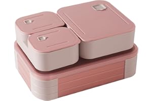 Swkien Lunch Box with Compartments - 1100 ml Lunch Box Children - Leak-proof Lunch Box Children with Compartments - 3-in-1 Bento Box Lunch Box School - Stackable Snack Box with Lid Lunch Box BPA Free