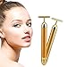 24K Golden Pulse Roller - T Shape Electric Anti-aging Pulse Skin Care - Facial Skin Tightening Roller Massager - Face-lift Firming Electric Vibration Massager - Anti Wrinkles Eliminate Dark Beauty Bar