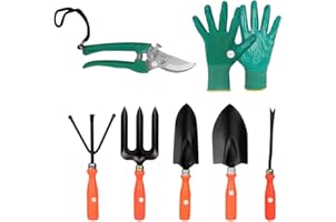 Kraft Seeds Gate Garden Spectacular Gardening Tools Set with Heavy Gardening Cut Tool and One Pair Hand Gloves (Orange Handle