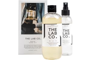 The Lab Co. Denim Care Kit - Non-Bio Laundry Detergent Wash 300ml and Fabric and Textile Dedoriser Freshener Mist Spray 150ml. Bergamot, Orange & Black Pepper