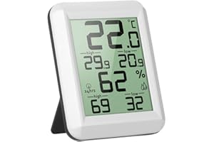 JIGERJS Termómetro Higrometro Digital para Interior, Termohigrómetro Medidor Profesional para Medición de Temperatura y Humedad del Casa Ambiente (Blanco)