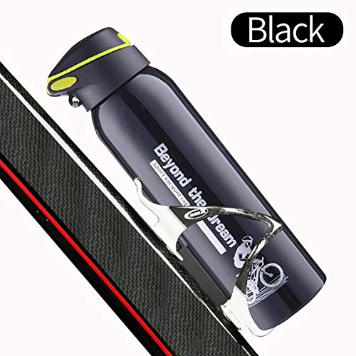 iShine en Acier Inoxydable Bouteille de vélo de Montagne Vélo Gourde Portable Isotherme Bouteille d'eau, 500 ML, Noir