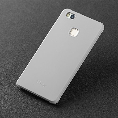 Huawei P9 Lite Funda Lizimandu Protectiva Carcasa de Silicona de gel TPU Transparente  Ultra delgada  Resistente a los ara  azos en su parte trasera  Amortigua los golpes Case Cover Para huawei p9 lite Gris Grey 