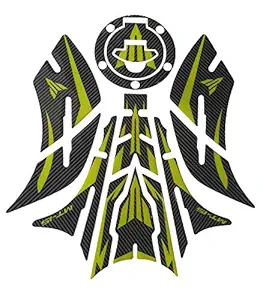 Open Throttle Racers Yamaha MT-15 Compatible Tank Pad Combo With Knee Pad Carbon Fibre Green