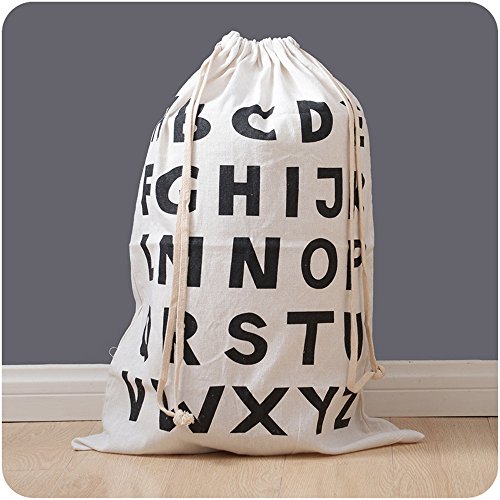 Canvas Jumbo Duvet Aufbewahrungsbeutel, Stoff Wäschebeutel Wäschekorb Großer Hängen mit String Toys Aufbewahrung Reisetaschen Taschen (26 Buchstaben) - 7