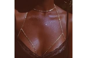 Carufin Sexy Bikini Bra Body Chain Gold Cross Breast Chain Crystal Lingerie Collar Accesorios Nightclub Joyas ajustables para mujeres y niñas