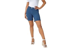Roman Originals Stretch Shorts for Women UK Ladies Pull On Turned Hem Cut Off Bengaline Mom Boyfriend Boy Denim Casual Cropped Pants Capri Slim Fit Turn Up Summer Crops Mother