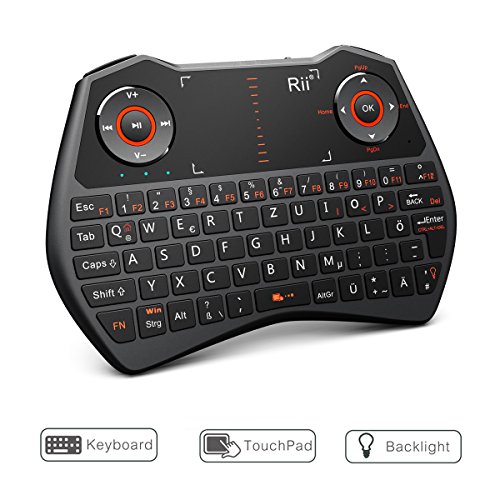 Rii K28C 2.4GHz Mini Wireless Tastatur und Touchpad-Maus,LED Hintergrundbeleuchtung, Eingebaute Wiederaufladbare Li-ion Batterie und Komfort Deckel für Smart TV, Raspberry Pi,Mini PC, HTPC, Computer und Konsolenspiele MacOS,Linux, Android,XBMC,Windows 2000 XP Vista 7 8(Rii Mini ONE i28C) - 3