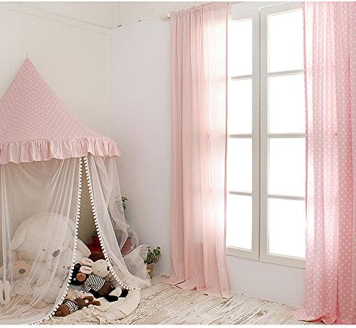 TING- Corner Tents For Kids Bed Tent Half Moon Corner Indoor Cotton Pink Wave Point Hanging Wall For Baby Kids Reading Play Game Tents(Only One Tent)