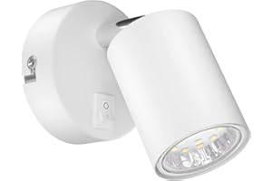 ledscom.de Spot mural WAIKA, à une flamme, avec interrupteur, GU10, blanc mat, ampoule GU10 LED incluse (blanc chaud, 2,339W, 227lm, 110°)