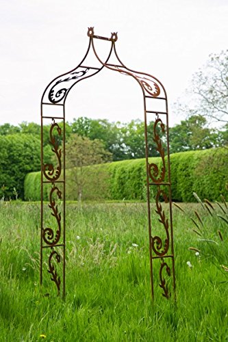 Filigraner Rosenbogen in Rost B: 110cm Rankbogen aus Metall in Edelrost