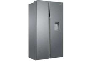 Haier HSR3918EWPG Side-by-Side / 177,5 cm / 338 kWh/Jahr / 328 L Kühlteil / 177 L Gefrierteil/Wasserspender mit Tank/Multi-Airflow-System/Total No Frost/Dual-Inverter-Kompressor, Silber, 521 Liter