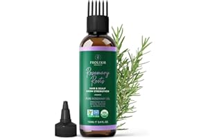 PROLIXIR Organic Rosemary Hair Growth Oil with Castor, Jojoba, and Argan Oils – Biotin-Infused Scalp Treatment for Dry, Damaged, and Frizzy Hair – 100ml