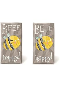 20 Bedruckte Taschentücher 'Beee Happy!' (2x10 Stück) - Wiederverschließbar, 4-lagig, Made In Germany
