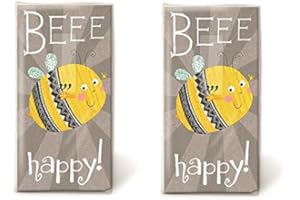 ‎SERVIETTENSHOP 20 Taschentücher bedruckt (2 Packungen mit 10 Taschentücher) Packung mit Taschentuch Biene bedruckt Beee happy für Kinder und Erwachsene Papiertaschentücher Einweg wiederverschliessbar Motiv