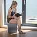 Relaxdays Ottoman Foldable Footstool Box Storage Cube with Removable Lid, Fabric, Grey, 38 x 38 x 38 cm