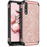 BENTOBEN Huawei P20 Pro Hülle, Huawei P20 Pro Glitzer Hülle, Huawei P20 Pro Schutzhülle stoßfest 2 in 1 Hybrid TPU PC Cover Handyhülle für Huawei P20 Pro Rosegold