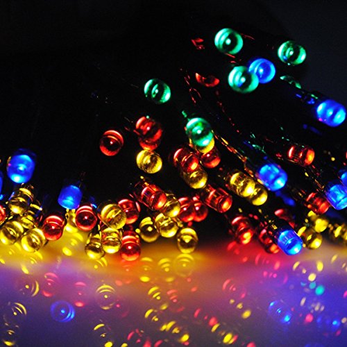 太陽発電 ソーラー 充電式 LED イルミネーション 発光モードは8パターン 【赤青黄緑・計200球】 20m 光センサー内蔵 自動ON/OFF クリスマス イルミ