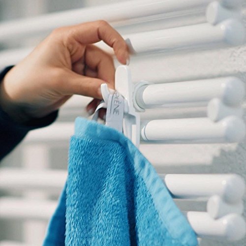 Premium Handtuchhalter im 5er Set – Made in Germany – Top Qualität! Hakenclip der originale Rundheizkörper-Haken für das Bad! Farbe – Chrom - 4