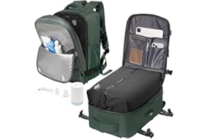 LIVBOTE Zaino Sottovuoto Viaggio con pompa sottovuoto, Zaino da Viaggio Aereo Bagaglio a Mano Ryanair 40x20x25 Zaini Airbag Borsa da Cabina per Donna Uomo -Verde