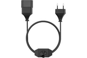 JEXPOWER 1 Stück LED Dimmer mit Schalter, 2 Meter Kabel Dimmer für Led Lampen 220-250V / 100W Max, EURO Stecker Verlängerungskabel Drehdimmer, Geräuschlos Dimmschalter für Dimmbare Led, Schwarz